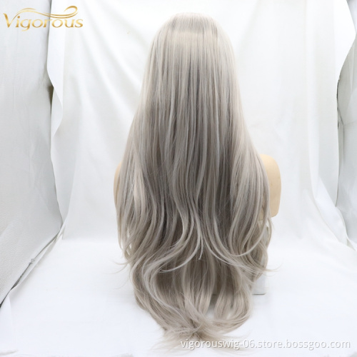 Vigorous high quality cheap fiber hair wig non Lace front synthetic wigs piece heat resistant for black women bulk